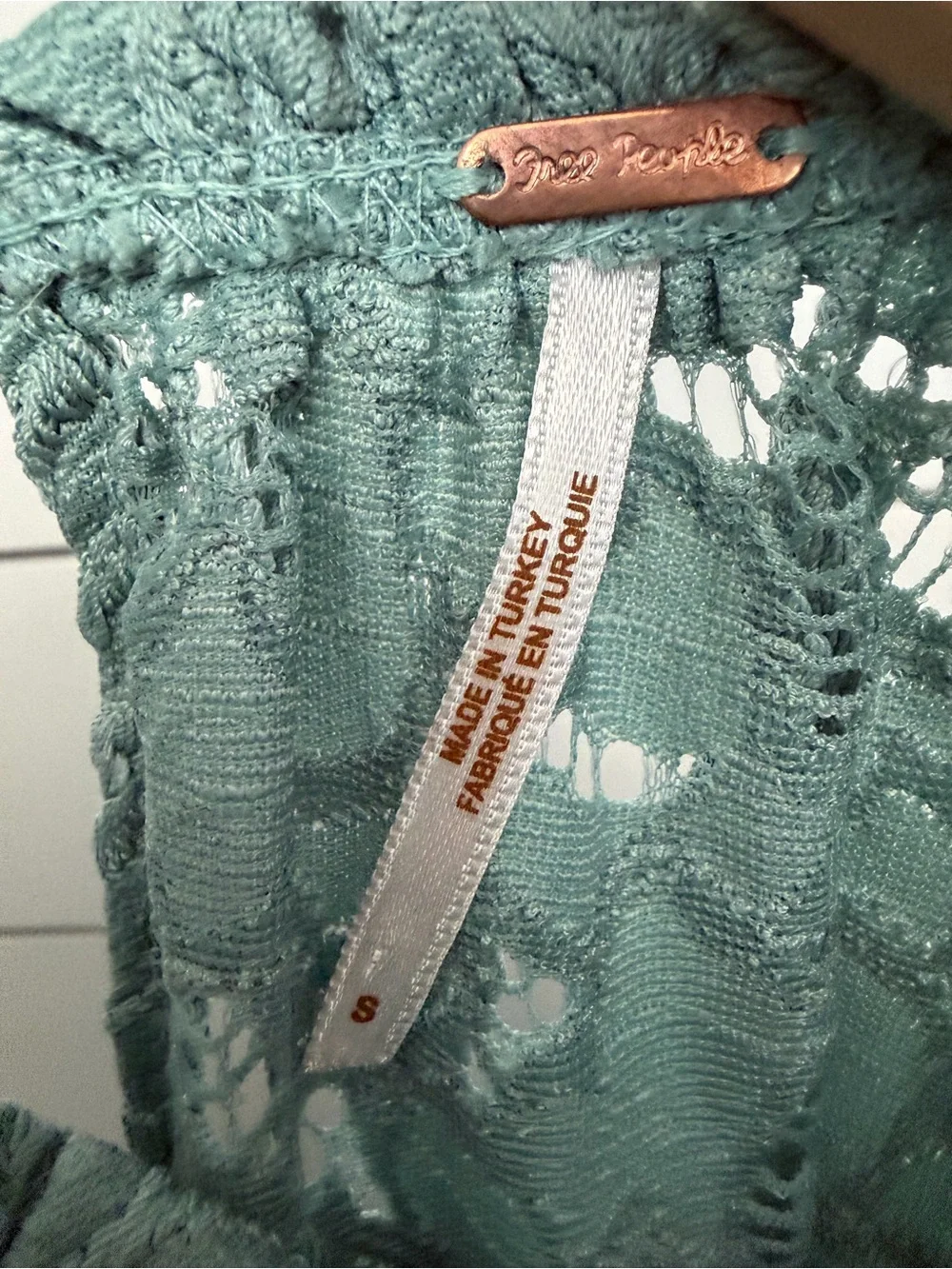 Free People Olivia Sage Green Lace Tee